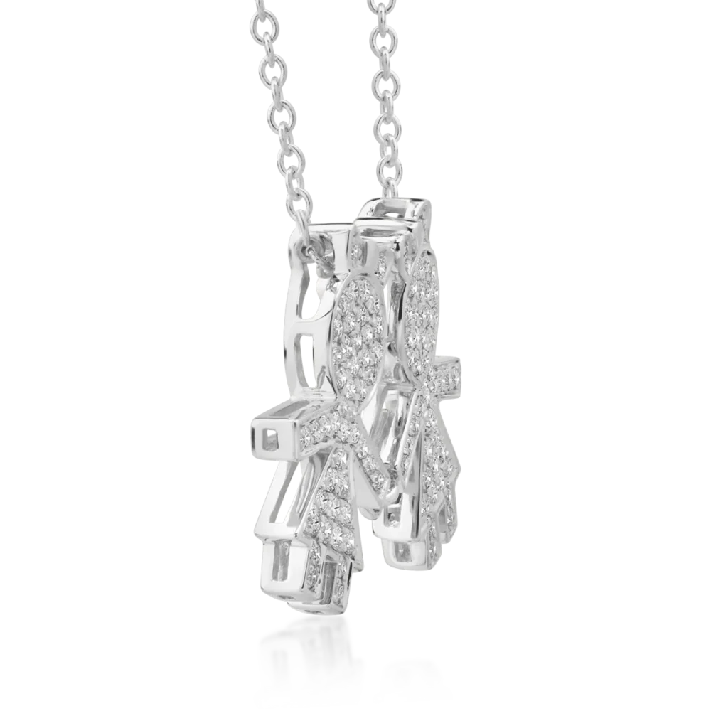 Lant cu pandantiv din aur alb cu diamante de 0.32ct - imagine 3