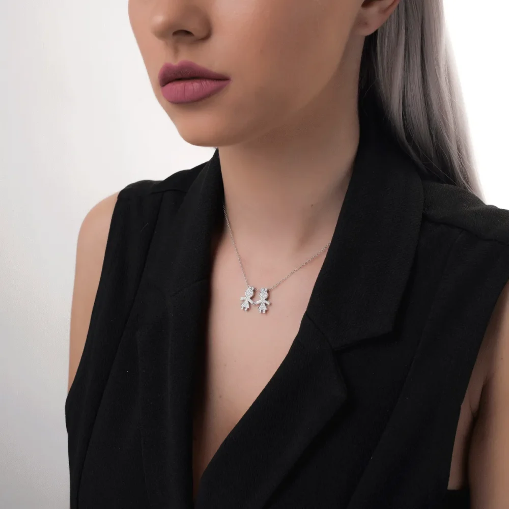 Lant cu pandantiv din aur alb cu diamante de 0.32ct - imagine 4