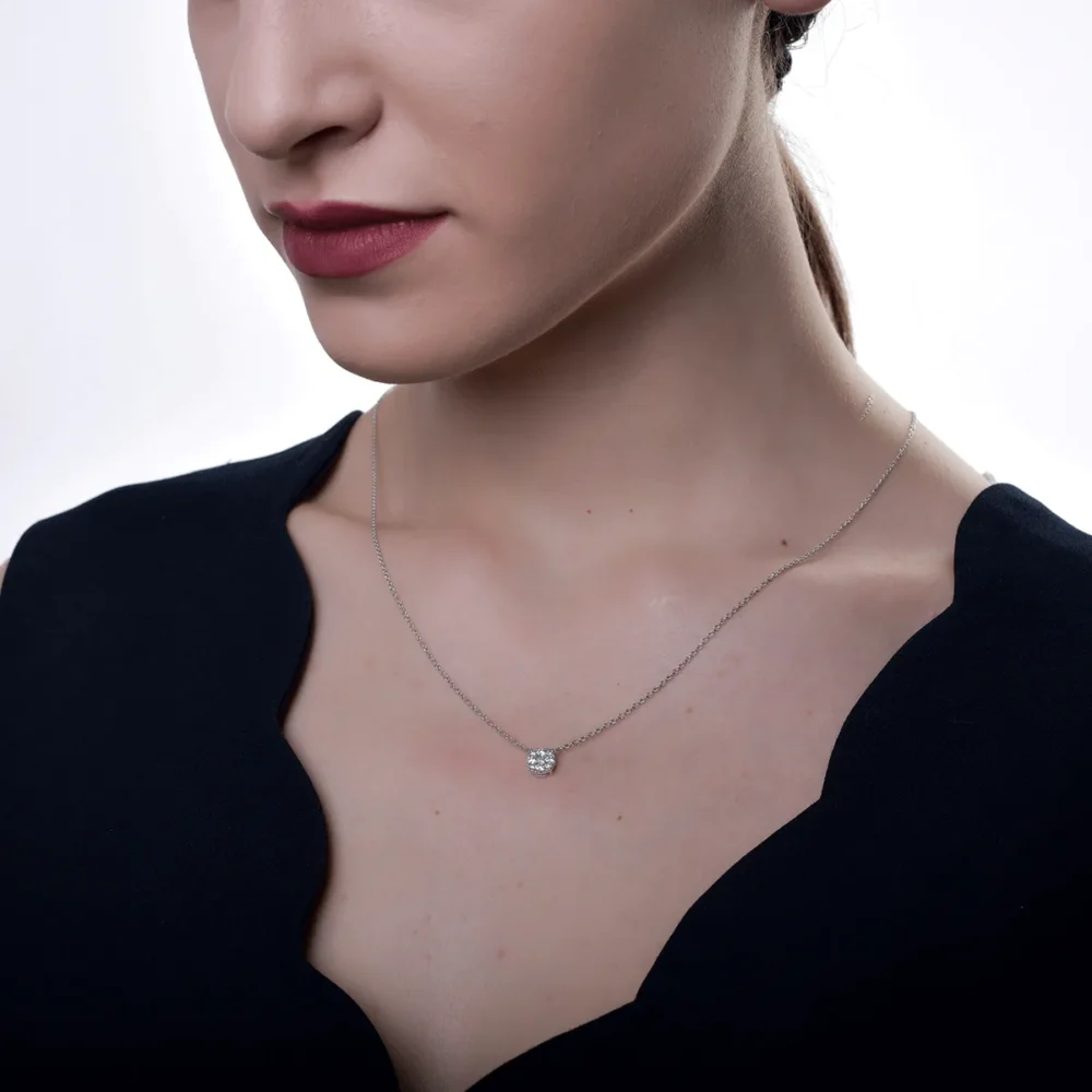 Lant cu pandantiv din aur alb cu diamante de 0.36ct - imagine 4