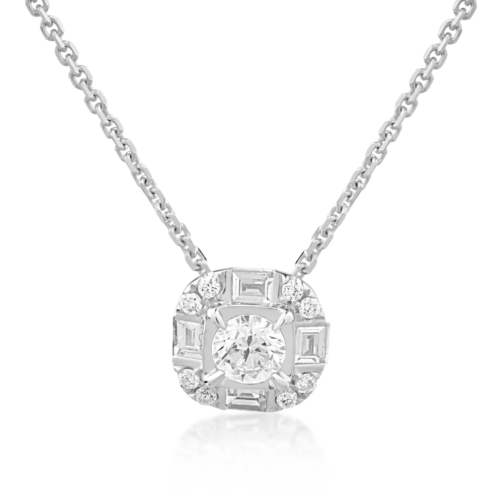 Lant cu pandantiv din aur alb cu diamante de 0.379ct