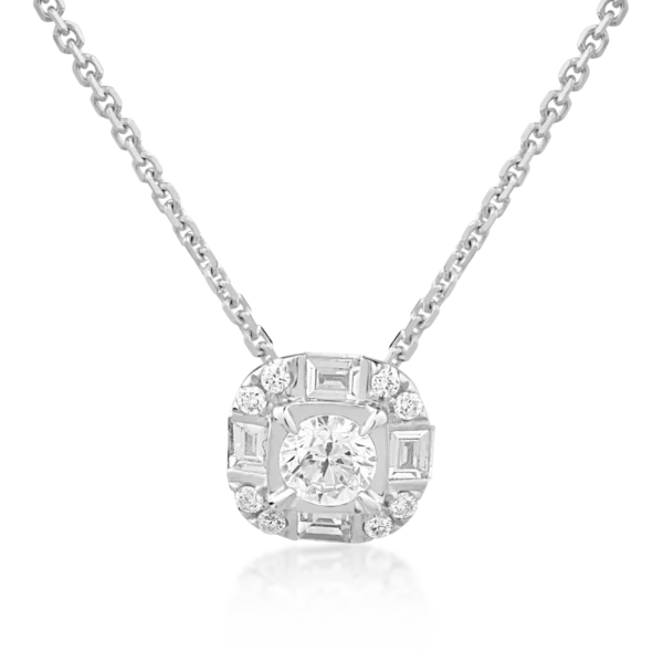 Lant cu pandantiv din aur alb cu diamante de 0.379ct