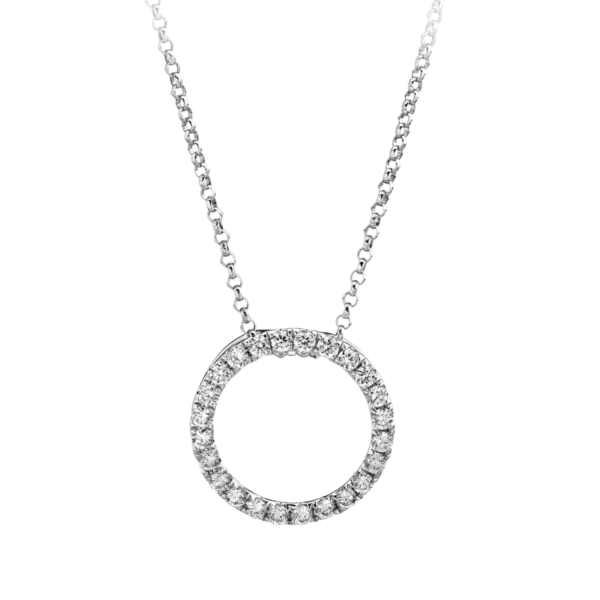 Lant cu pandantiv din aur alb cu diamante de 0.39ct