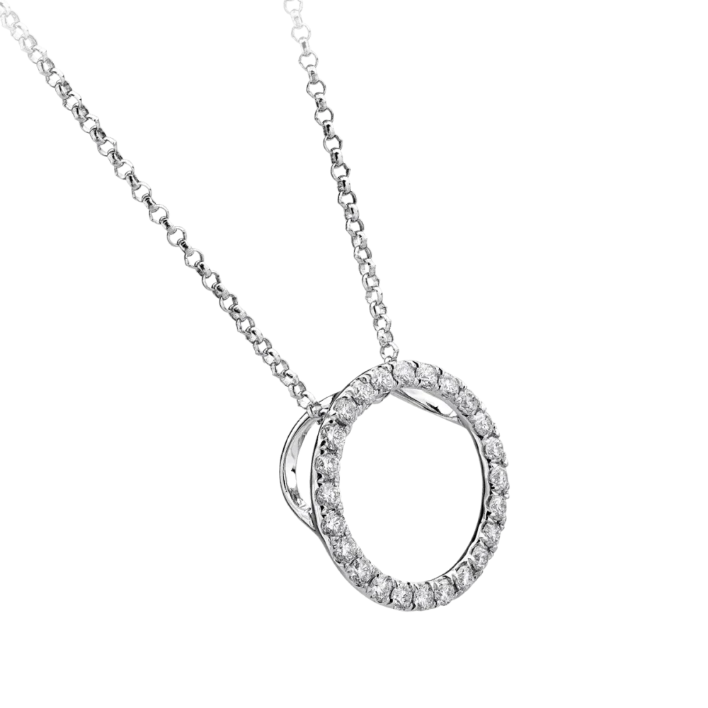 Lant cu pandantiv din aur alb cu diamante de 0.39ct - imagine 2