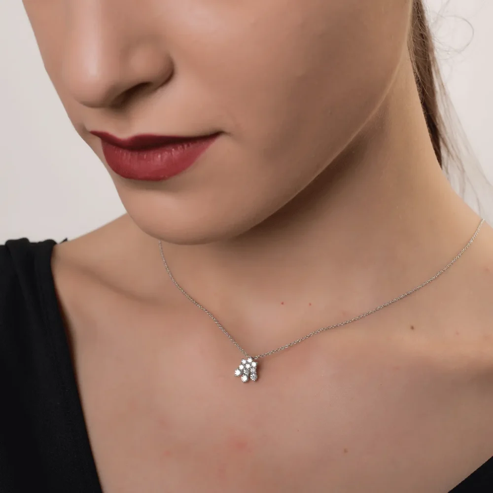 Lant cu pandantiv din aur alb cu diamante de 0.46ct - imagine 4