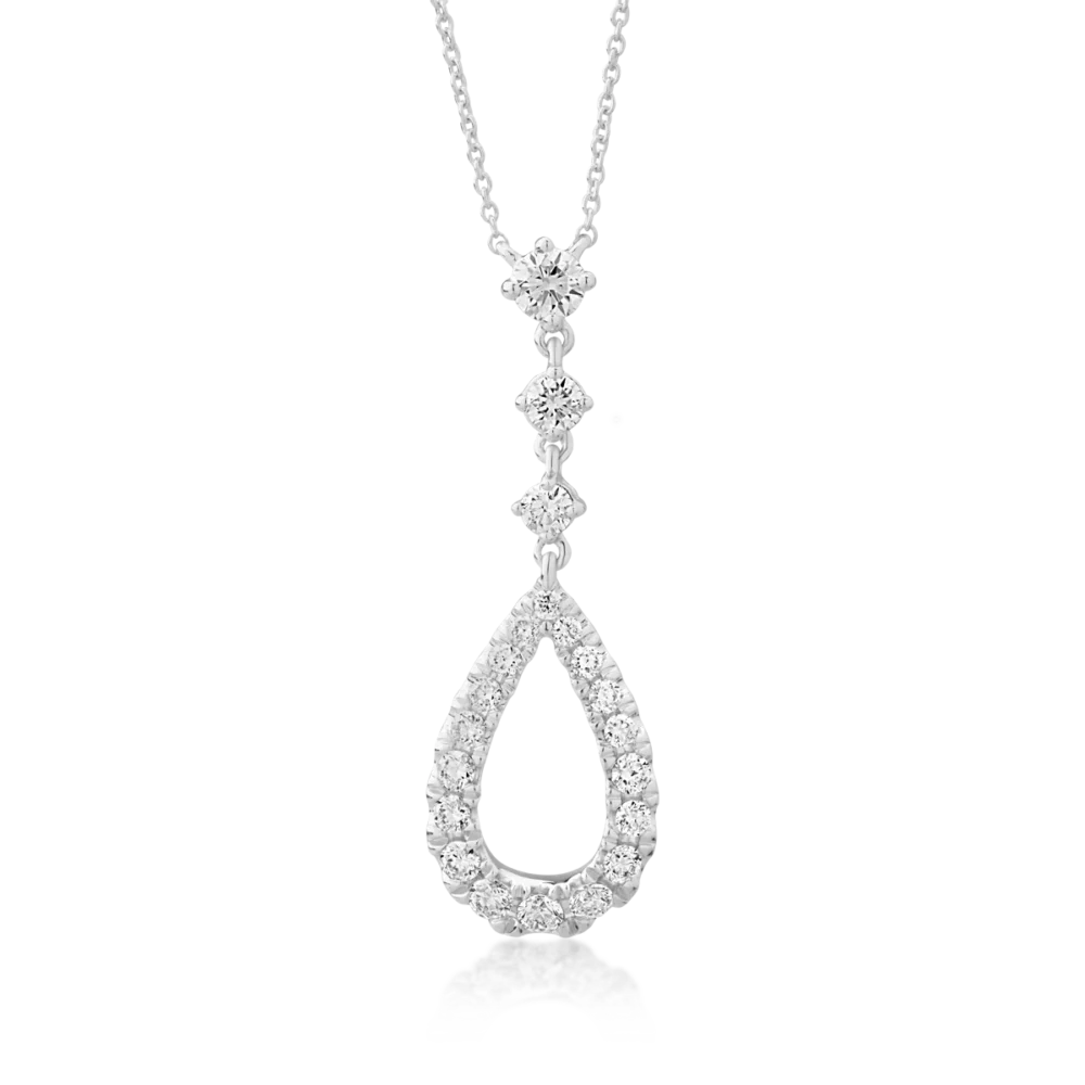 Lant cu pandantiv din aur alb cu diamante de 0.46ct