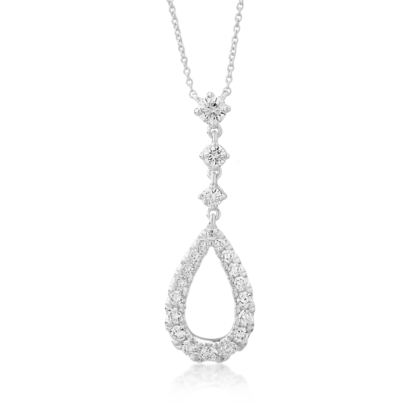 Lant cu pandantiv din aur alb cu diamante de 0.46ct