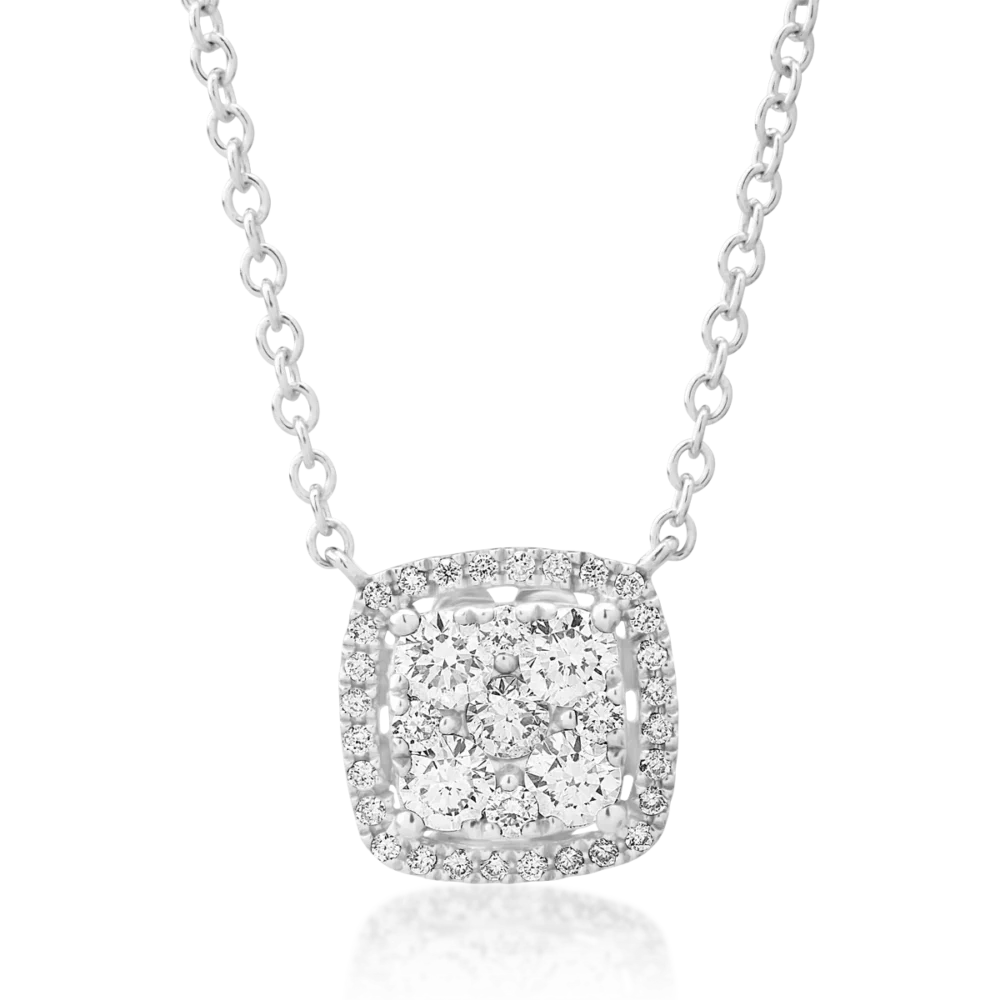 Lant cu pandantiv din aur alb cu diamante de 0.48ct