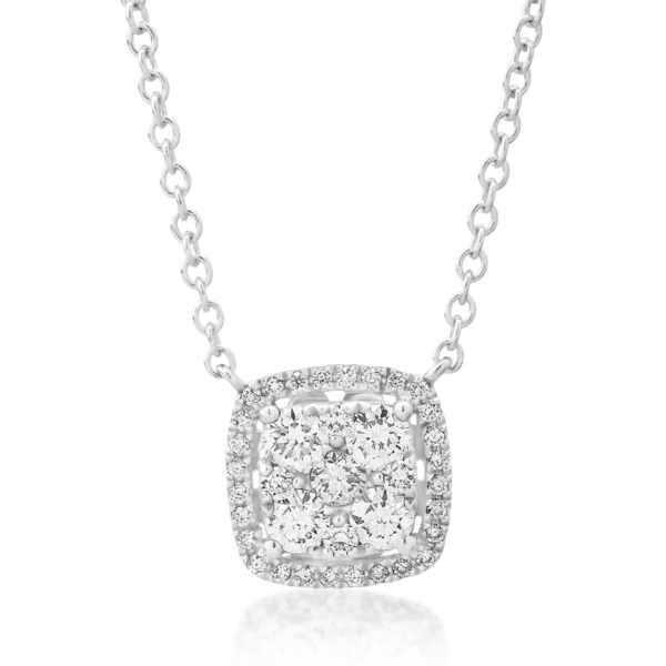 Lant cu pandantiv din aur alb cu diamante de 0.48ct