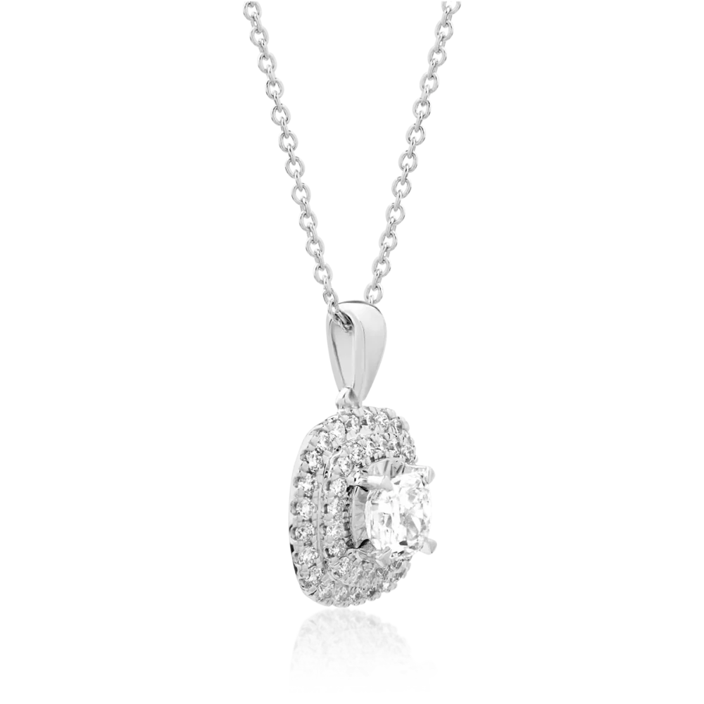 Lant cu pandantiv din aur alb cu diamante de 0.55ct - imagine 2