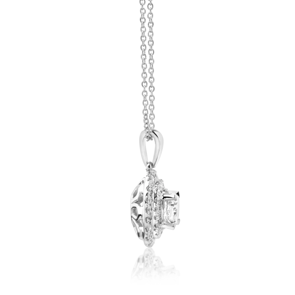 Lant cu pandantiv din aur alb cu diamante de 0.55ct - imagine 3