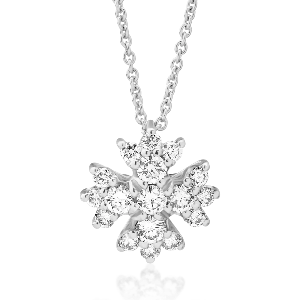 Lant cu pandantiv din aur alb cu diamante de 0.58ct