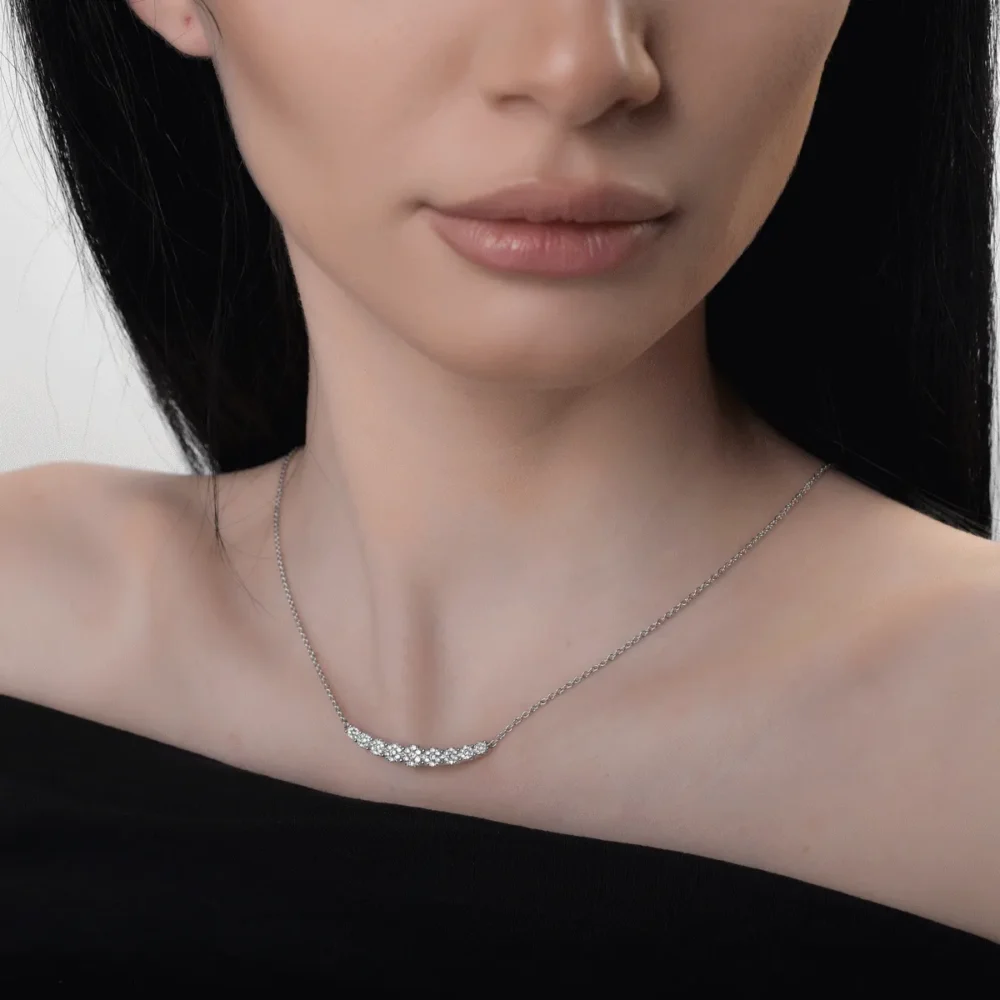 Lant cu pandantiv din aur alb cu diamante de 0.5ct - imagine 4