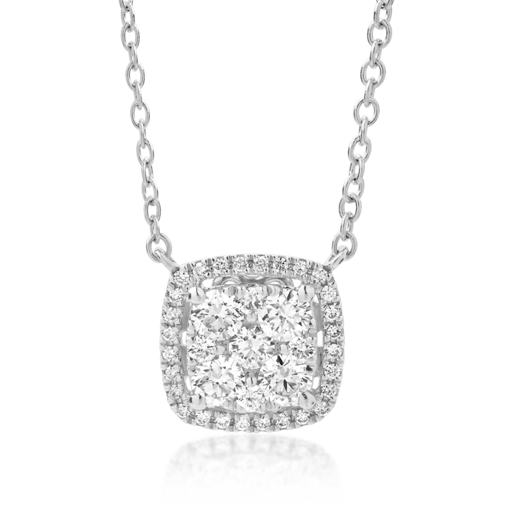 Lant cu pandantiv din aur alb cu diamante de 0.5ct