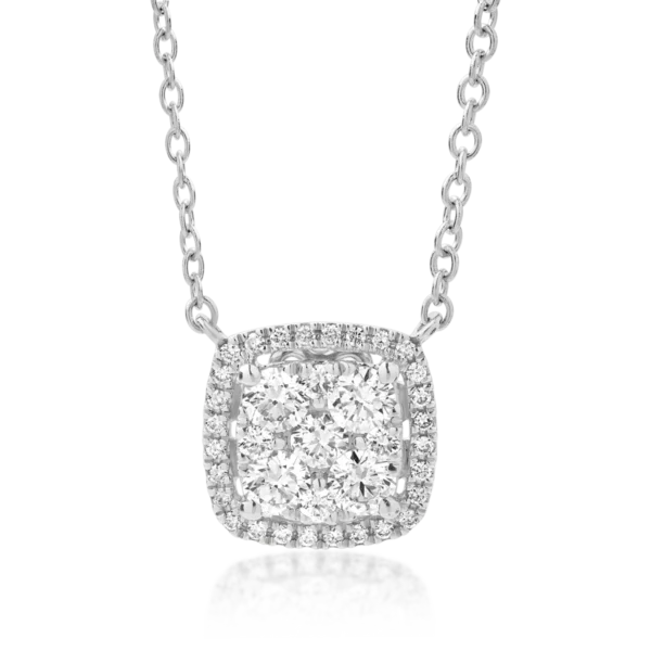 Lant cu pandantiv din aur alb cu diamante de 0.5ct