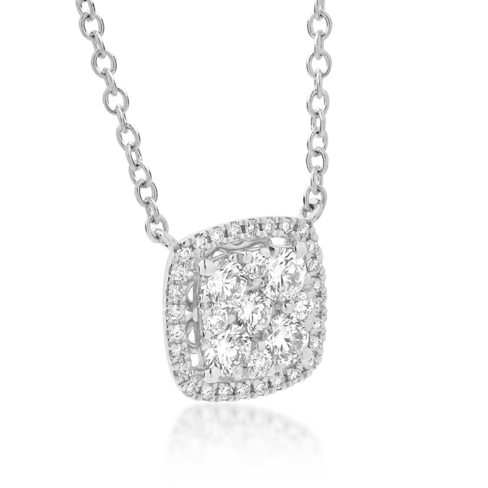 Lant cu pandantiv din aur alb cu diamante de 0.5ct - imagine 2