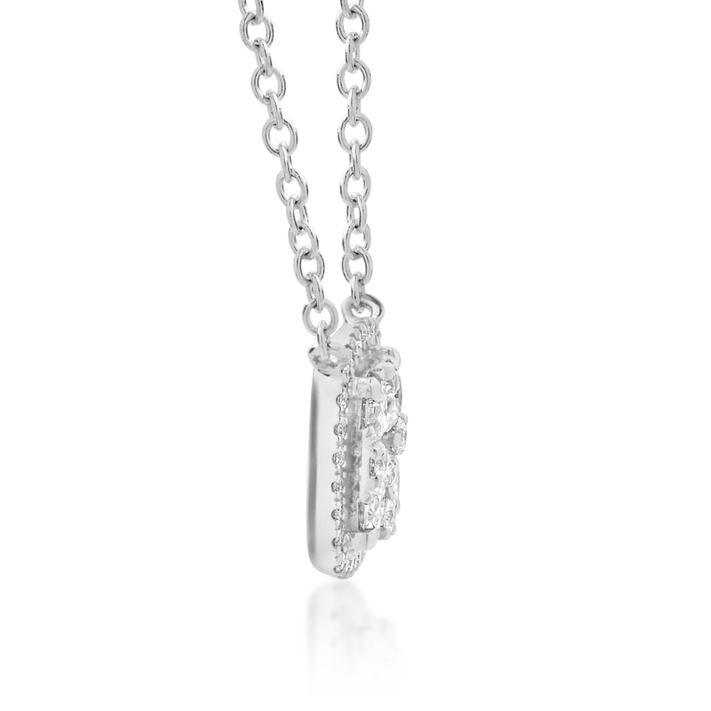 Lant cu pandantiv din aur alb cu diamante de 0.5ct - imagine 3