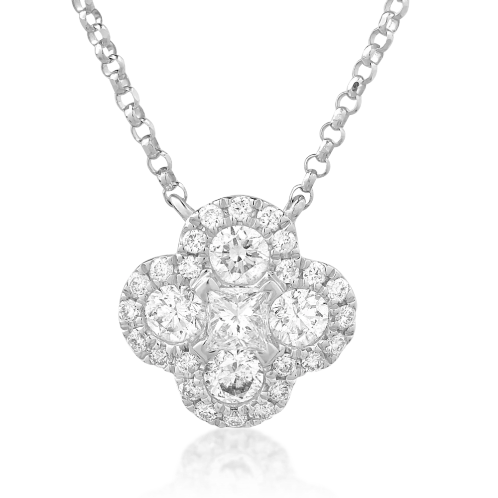 Lant cu pandantiv din aur alb cu diamante de 0.65ct