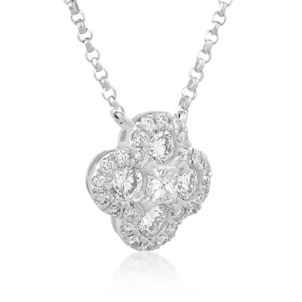 Lant cu pandantiv din aur alb cu diamante de 0.65ct - imagine 2