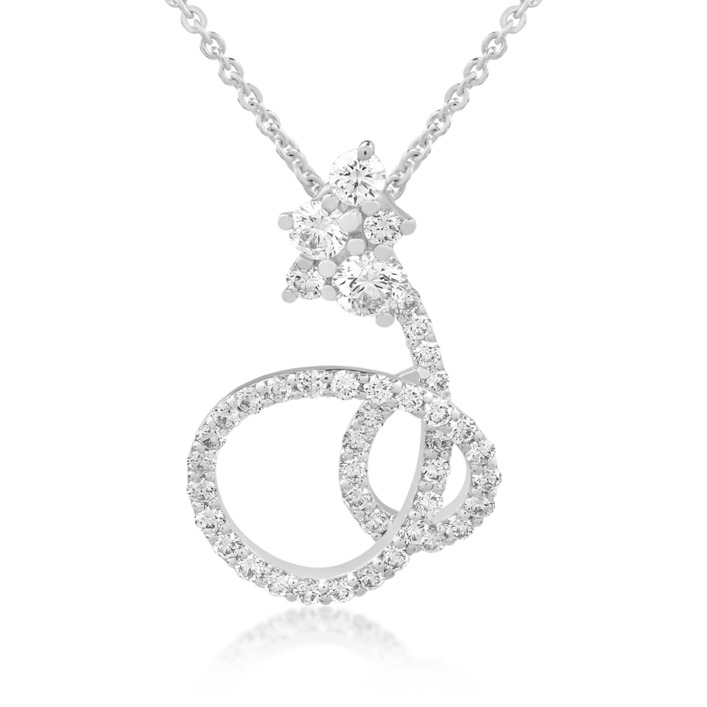 Lant cu pandantiv din aur alb cu diamante de 0.75ct