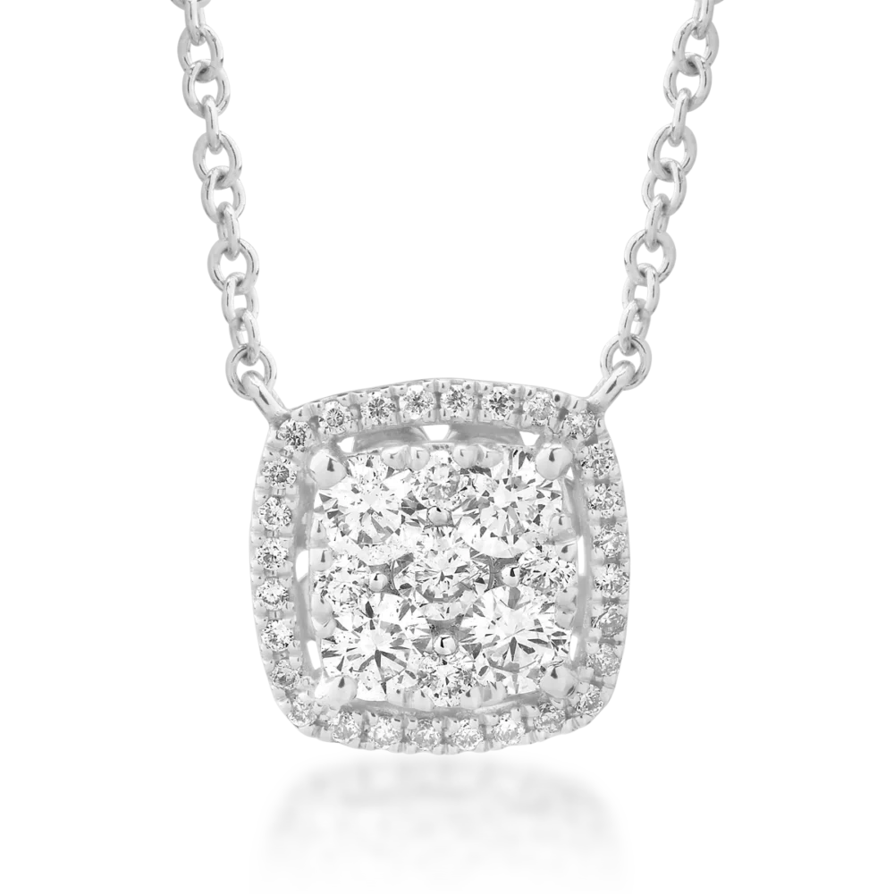 Lant cu pandantiv din aur alb cu diamante de 0.81ct