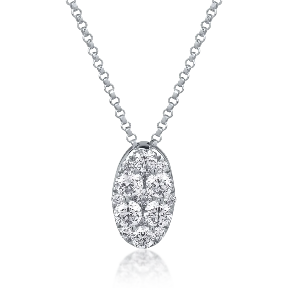 Lant cu pandantiv din aur alb cu diamante de 0.81ct