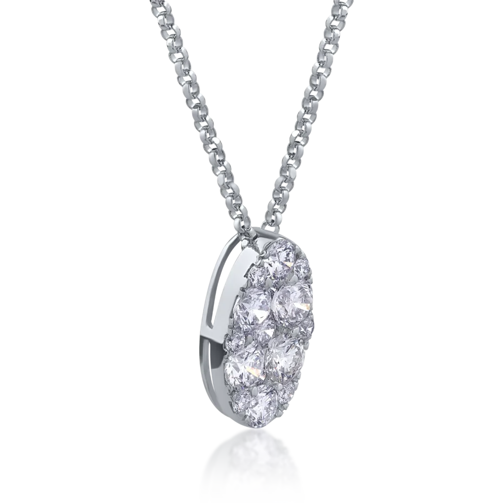 Lant cu pandantiv din aur alb cu diamante de 0.81ct - imagine 2