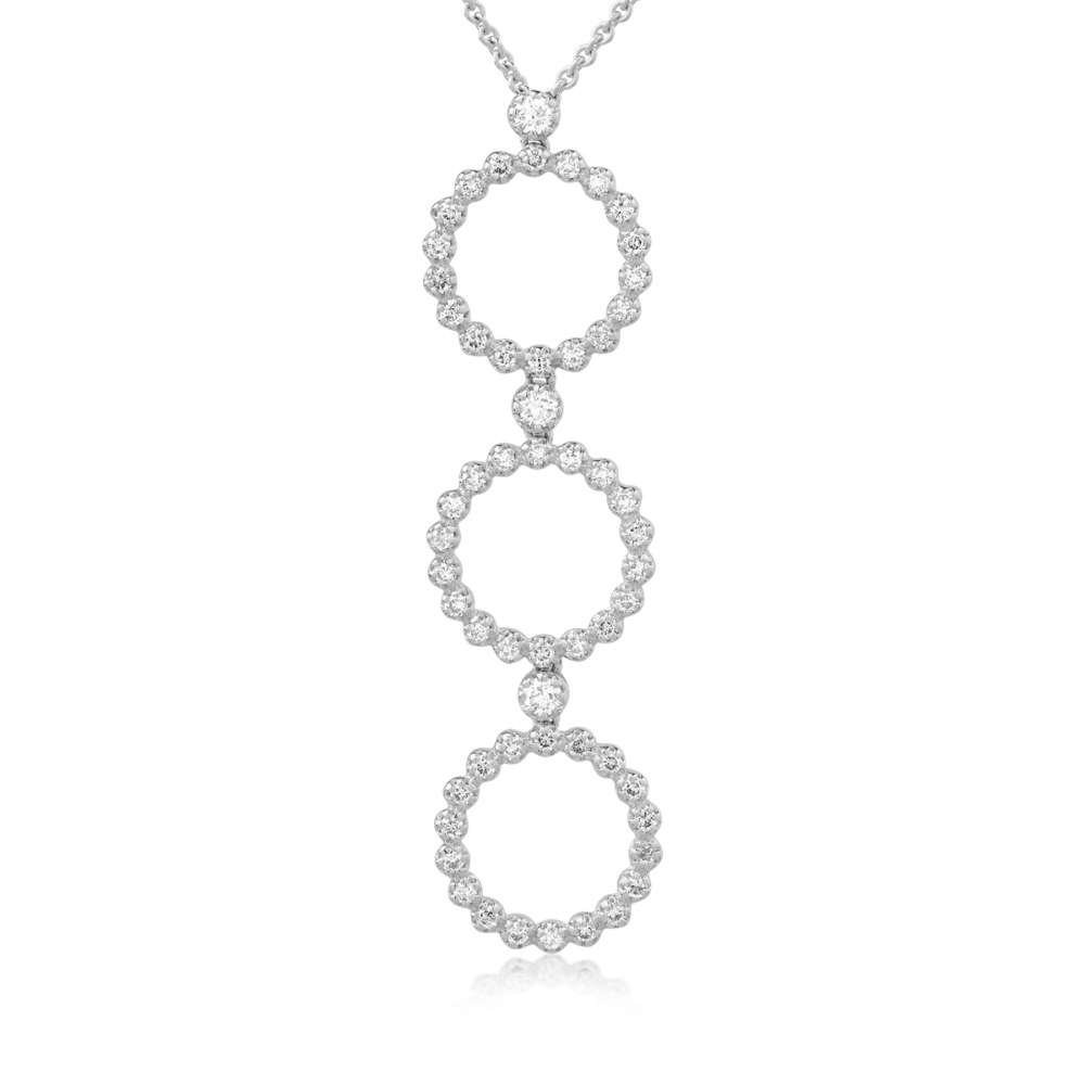 Lant cu pandantiv din aur alb cu diamante de 0.8ct