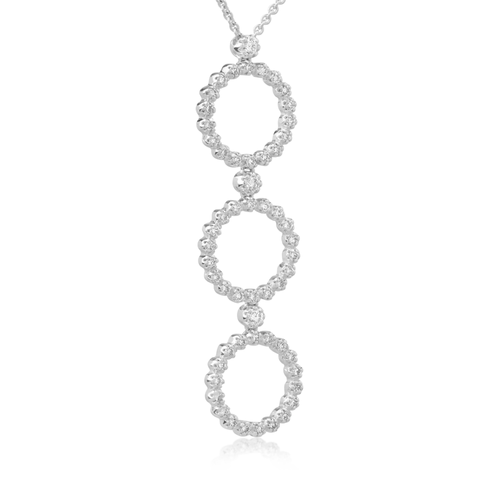 Lant cu pandantiv din aur alb cu diamante de 0.8ct - imagine 2