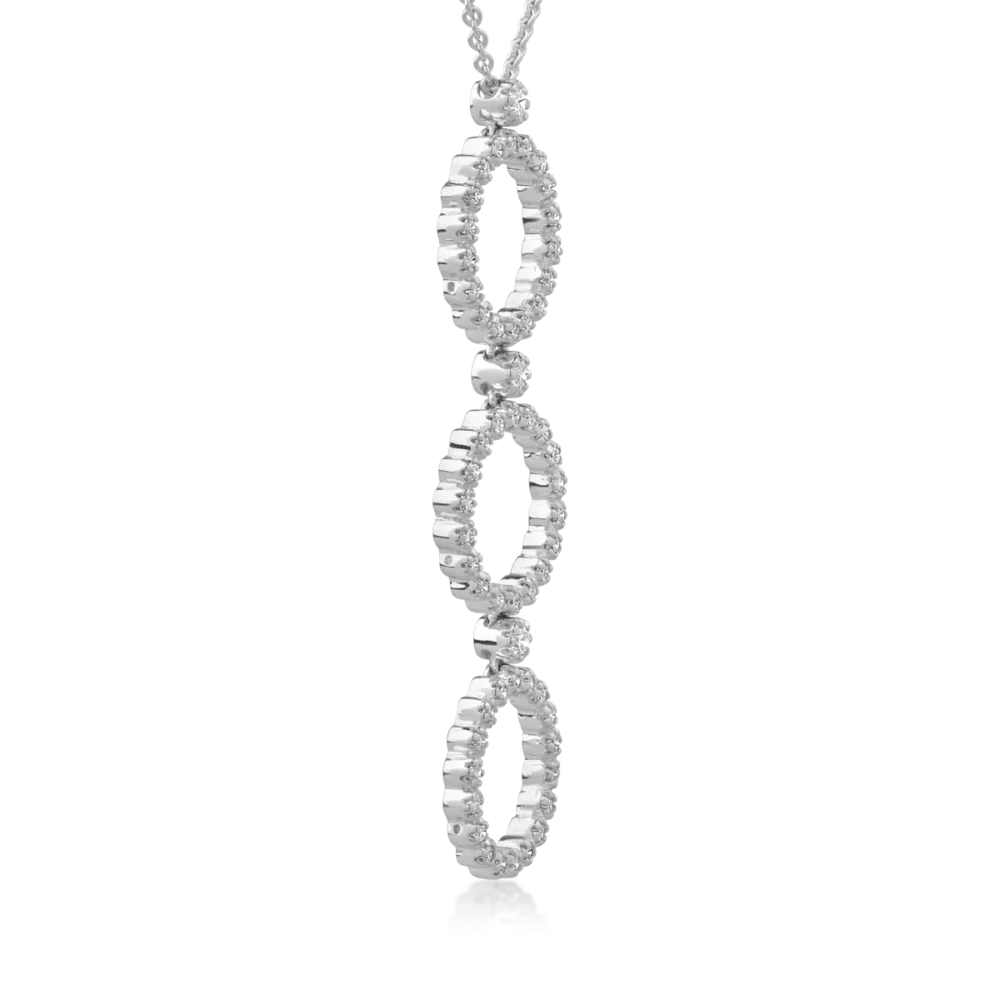 Lant cu pandantiv din aur alb cu diamante de 0.8ct - imagine 3