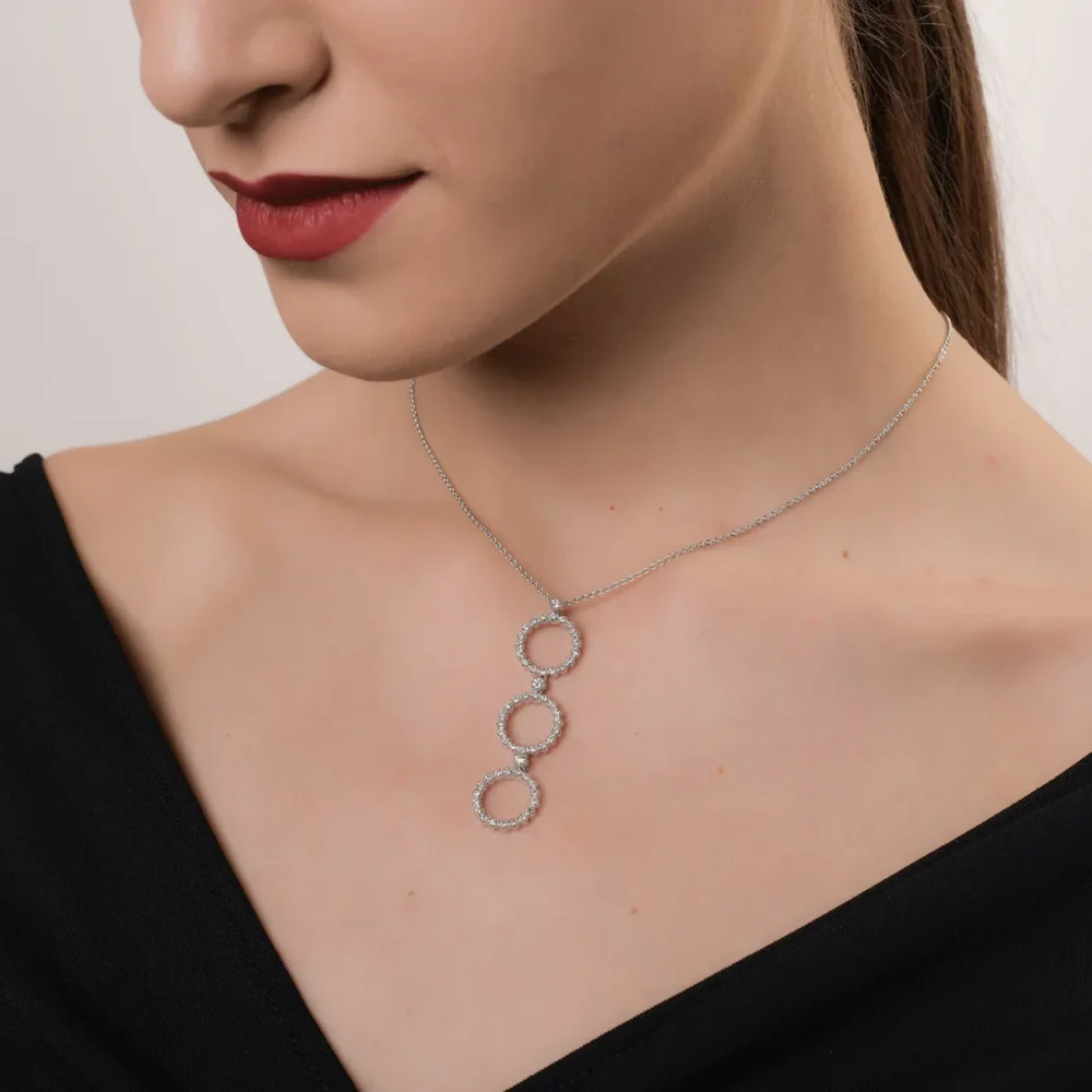 Lant cu pandantiv din aur alb cu diamante de 0.8ct - imagine 4