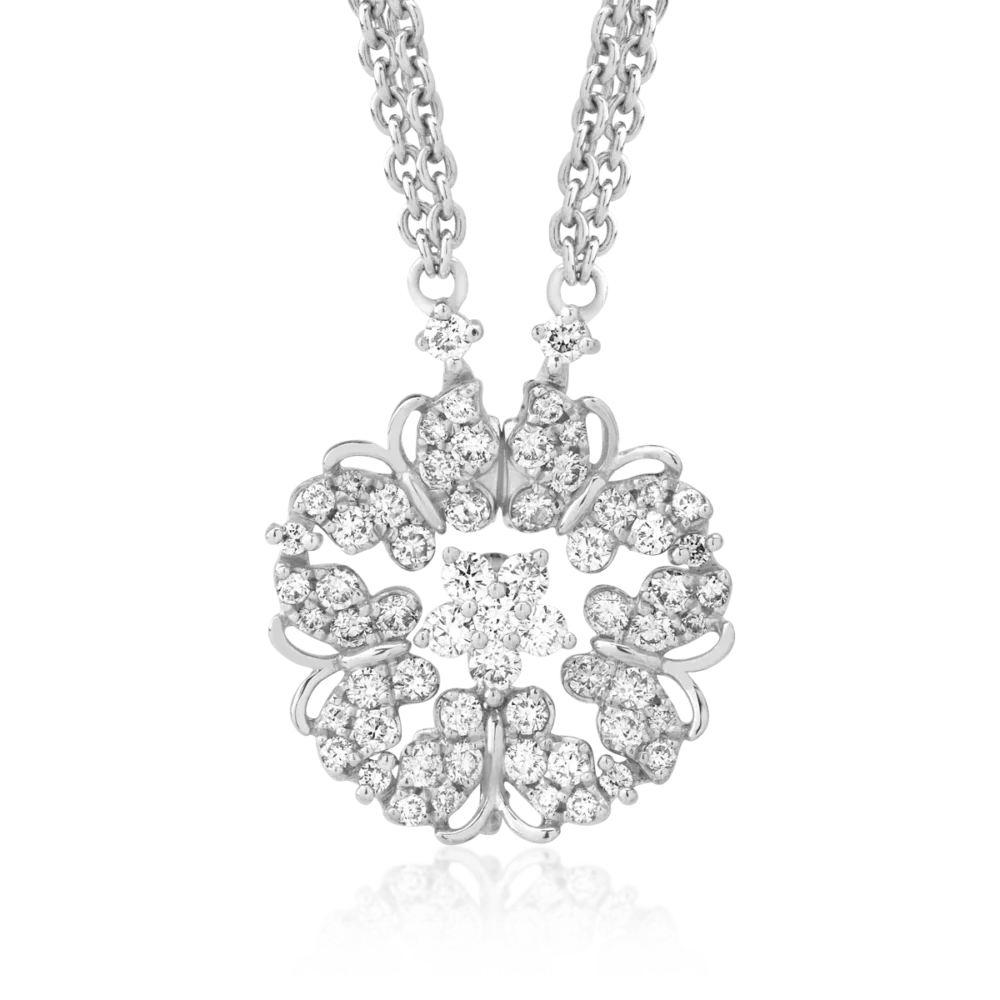 Lant cu pandantiv din aur alb cu diamante de 0.92ct