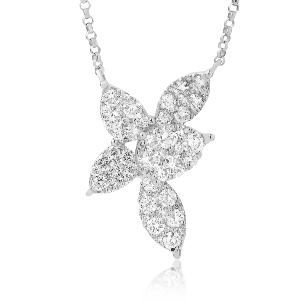 Lant cu pandantiv din aur alb cu diamante de 0.94ct