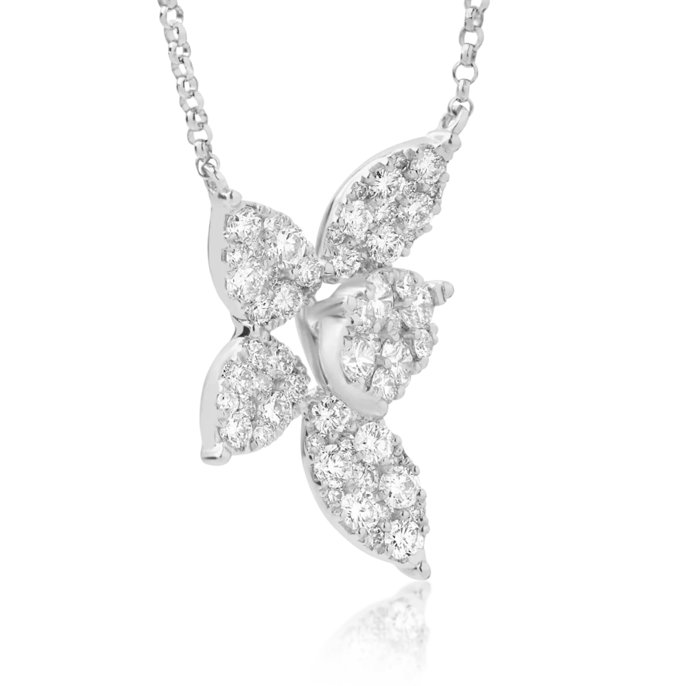 Lant cu pandantiv din aur alb cu diamante de 0.94ct - imagine 2