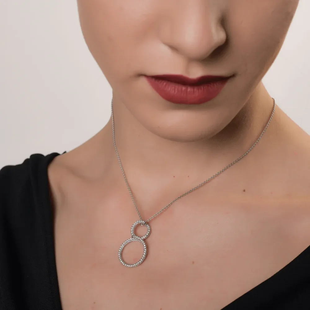 Lant cu pandantiv din aur alb cu diamante de 1.13ct - imagine 4