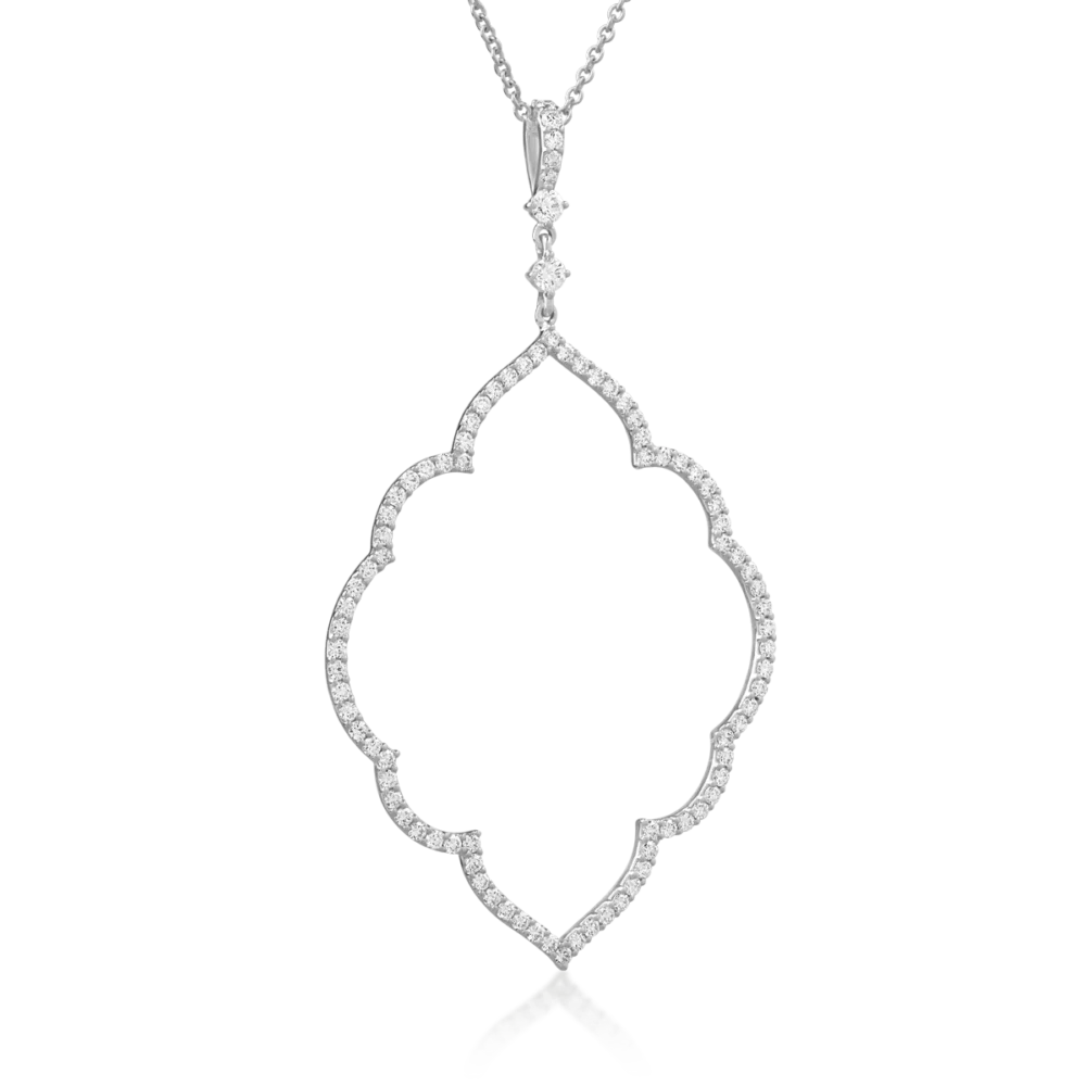 Lant cu pandantiv din aur alb cu diamante de 1.27ct - imagine 2