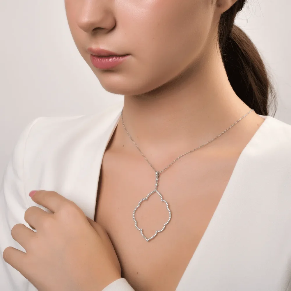 Lant cu pandantiv din aur alb cu diamante de 1.27ct - imagine 4