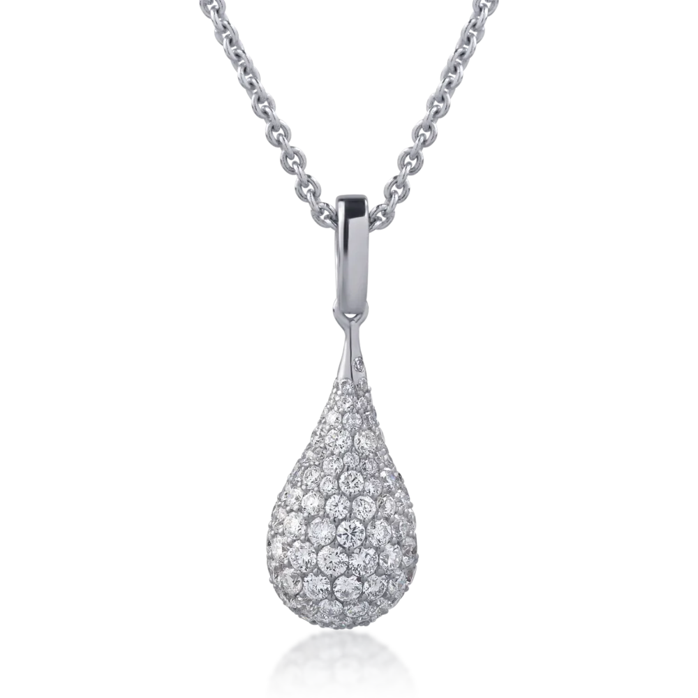 Lant cu pandantiv din aur alb cu diamante de 1.51ct