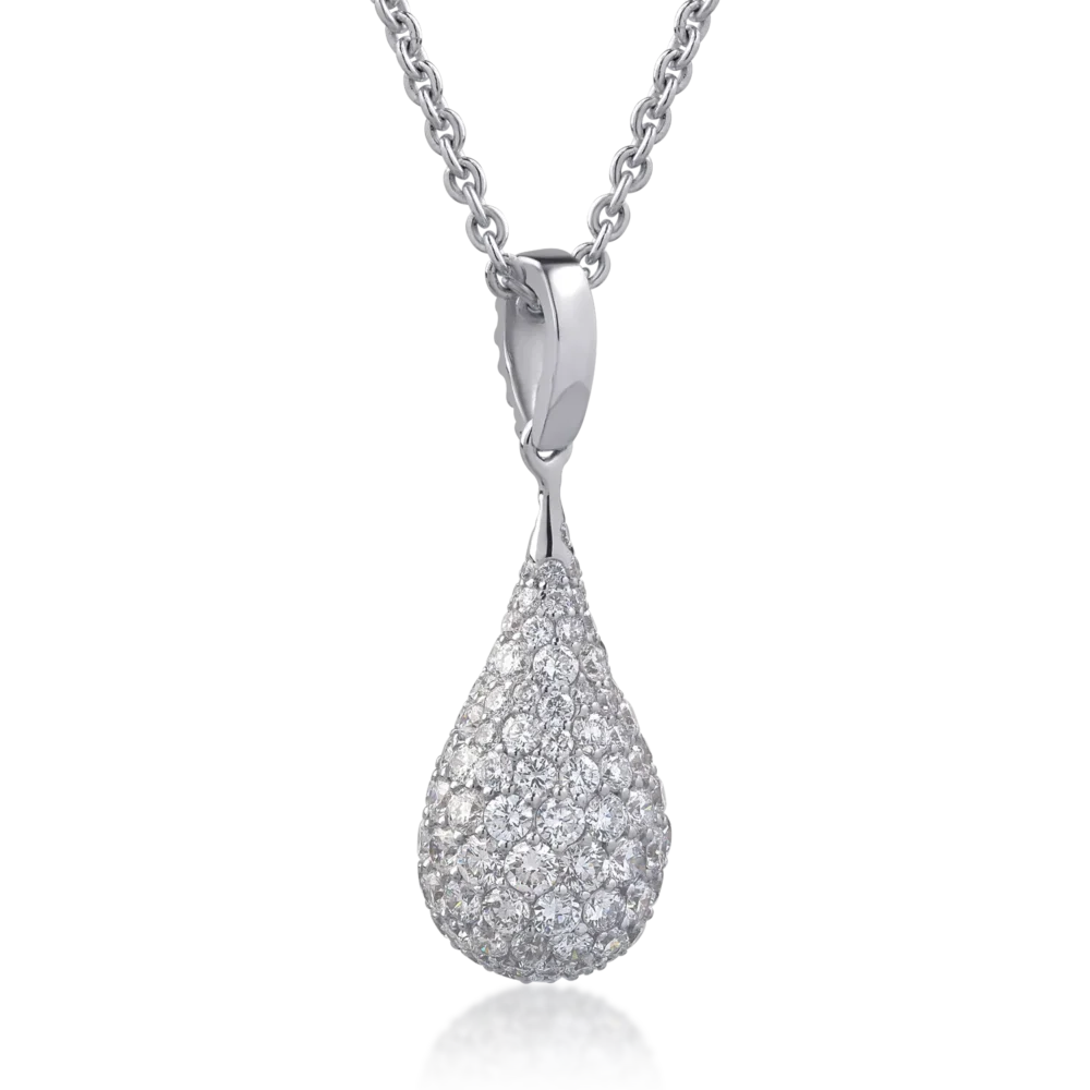 Lant cu pandantiv din aur alb cu diamante de 1.51ct - imagine 2