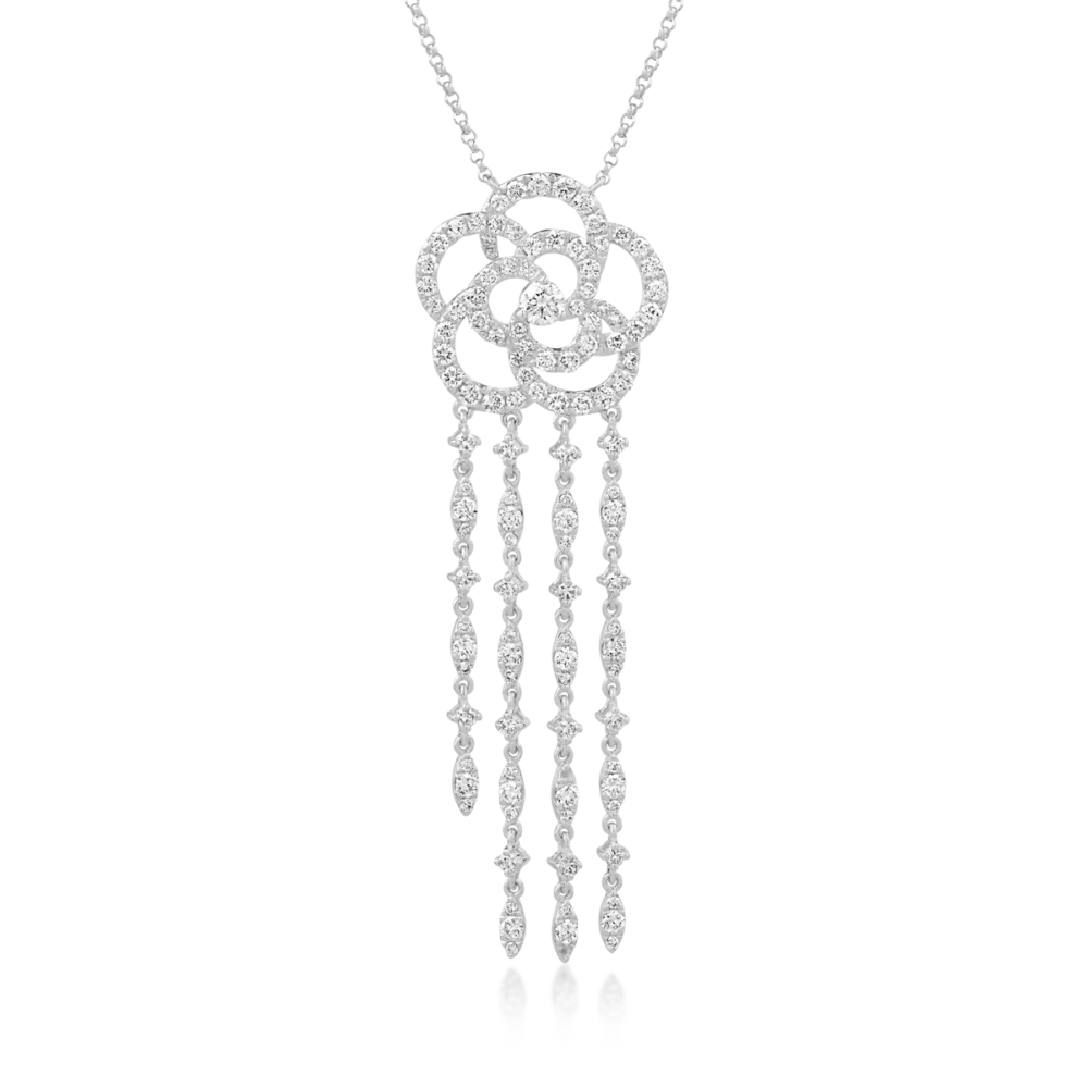 Lant cu pandantiv din aur alb cu diamante de 1.71ct