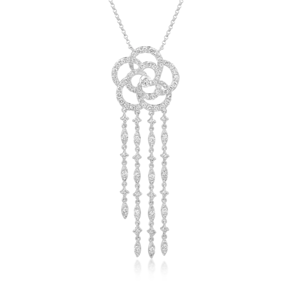 Lant cu pandantiv din aur alb cu diamante de 1.71ct