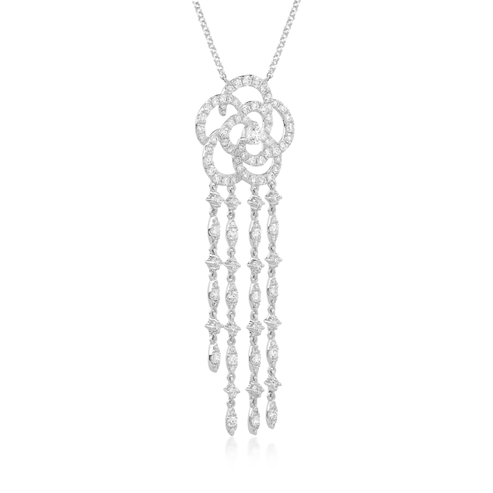 Lant cu pandantiv din aur alb cu diamante de 1.71ct - imagine 2