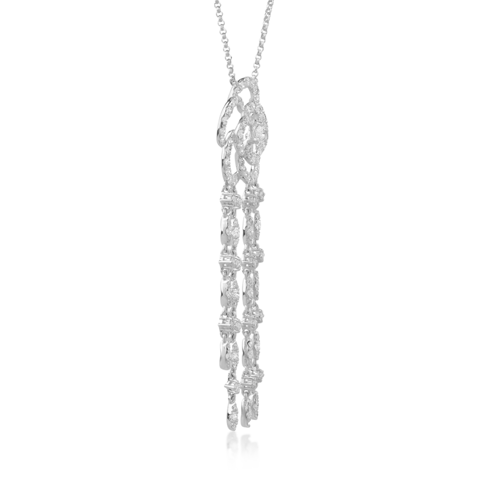 Lant cu pandantiv din aur alb cu diamante de 1.71ct - imagine 3