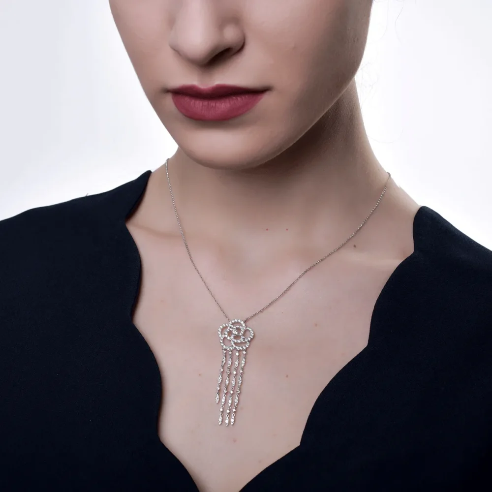 Lant cu pandantiv din aur alb cu diamante de 1.71ct - imagine 4