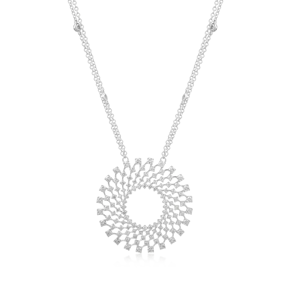 Lant cu pandantiv din aur alb cu diamante de 2.04ct