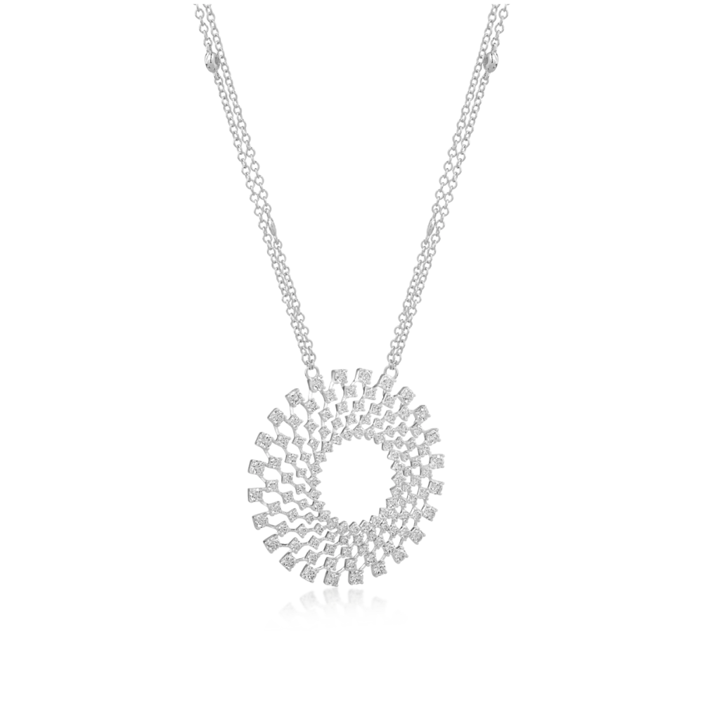 Lant cu pandantiv din aur alb cu diamante de 2.04ct - imagine 2