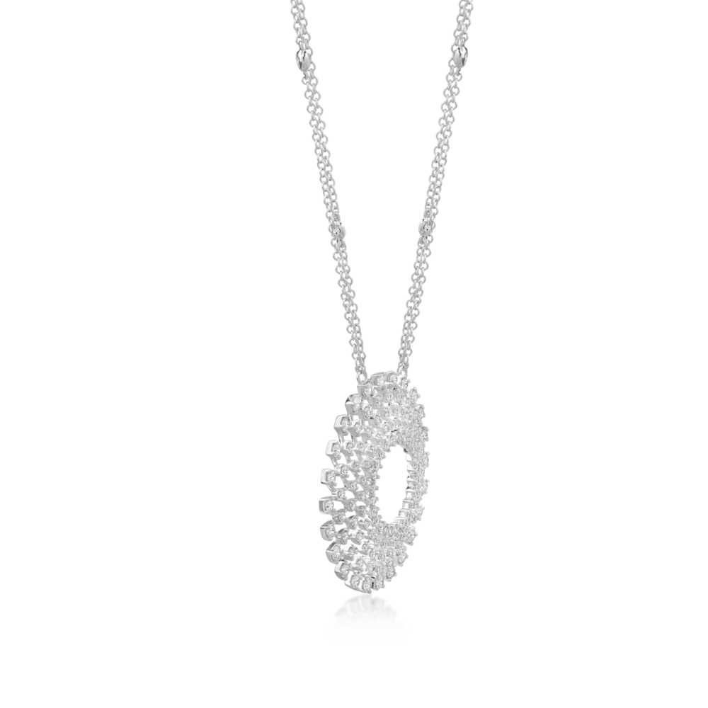 Lant cu pandantiv din aur alb cu diamante de 2.04ct - imagine 3