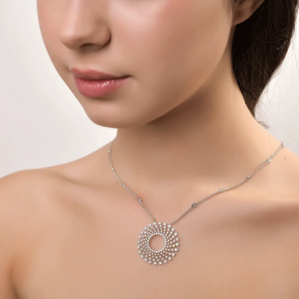 Lant cu pandantiv din aur alb cu diamante de 2.04ct - imagine 4