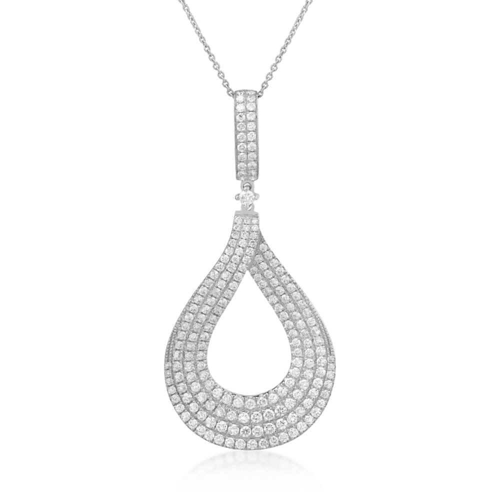 Lant cu pandantiv din aur alb cu diamante de 2.56ct