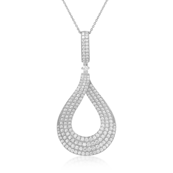 Lant cu pandantiv din aur alb cu diamante de 2.56ct