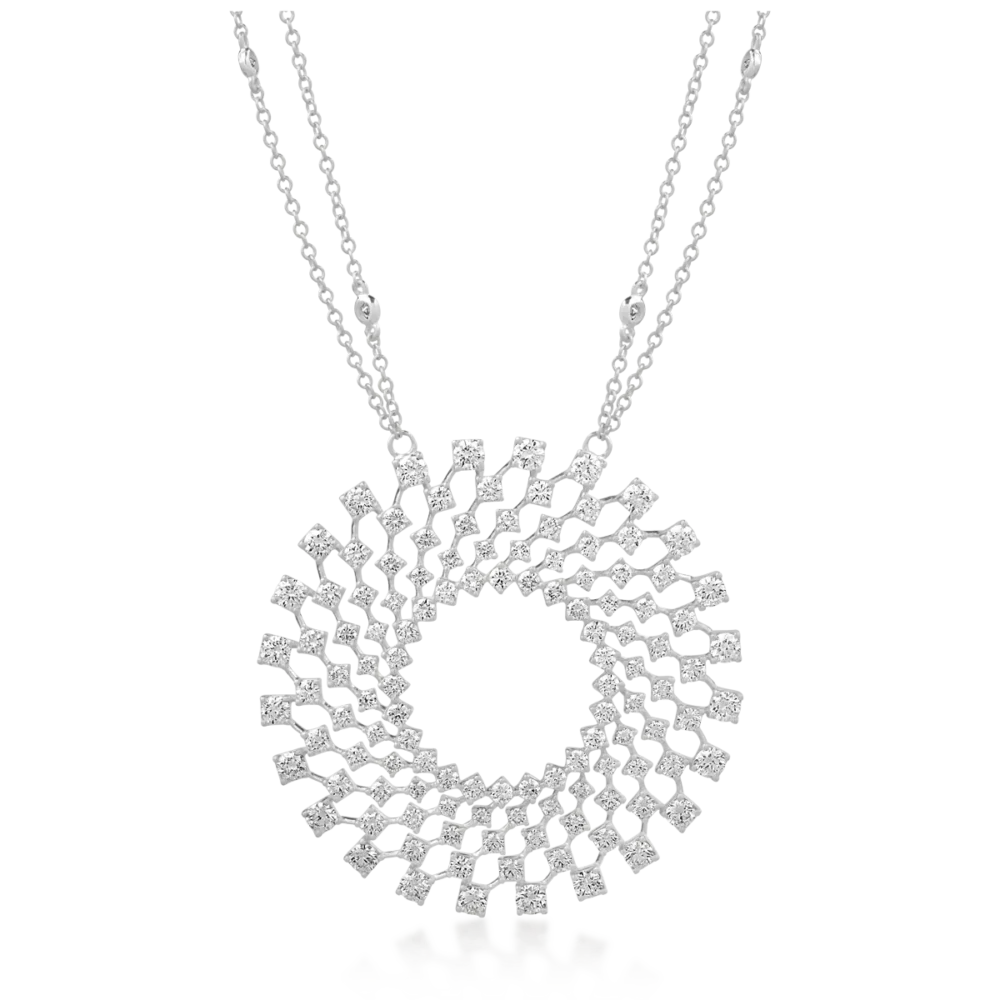 Lant cu pandantiv din aur alb cu diamante de 4.82ct